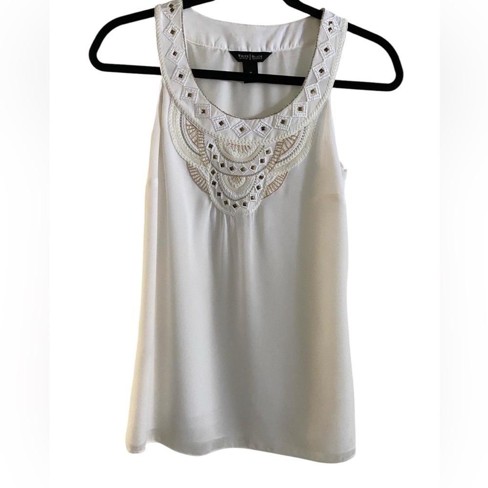 White House Black Market, white sheer tank